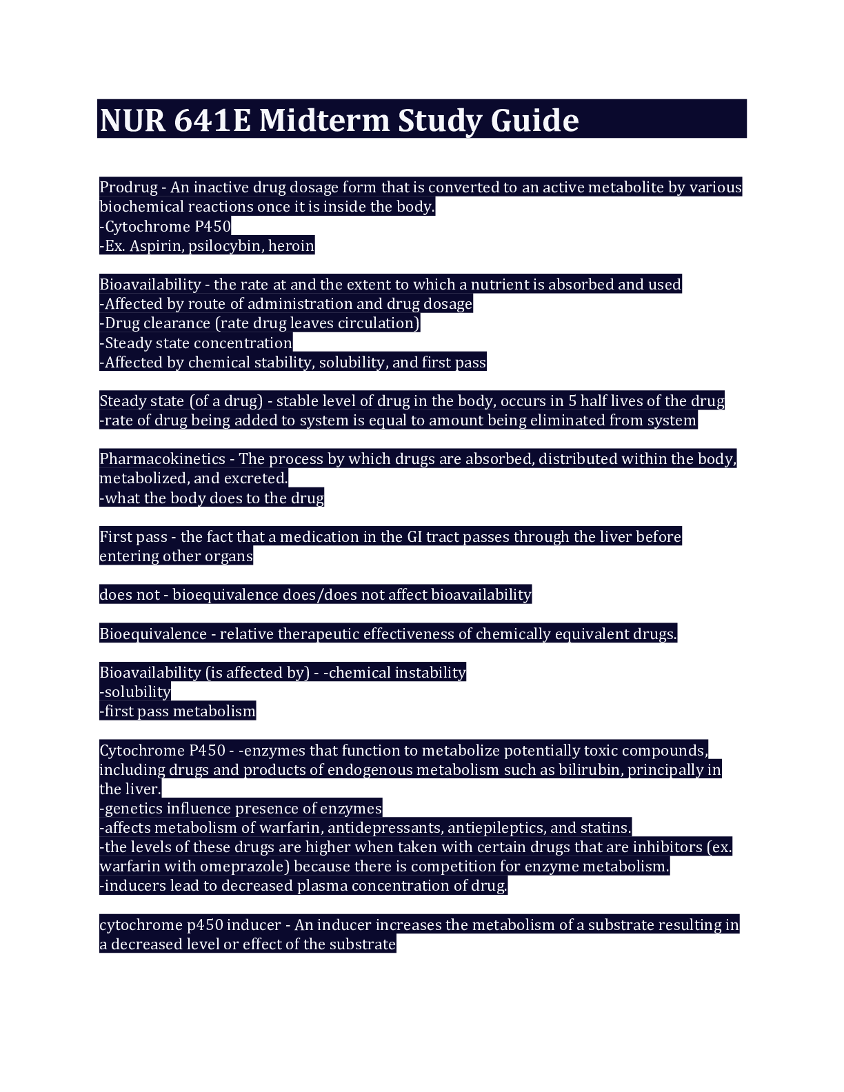 Preview of NUR 641E Midterm Study Guide Latest 2023